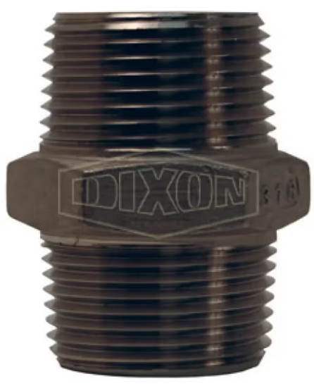 1/2" Male Npt Hex Nipple, Stainless Steel