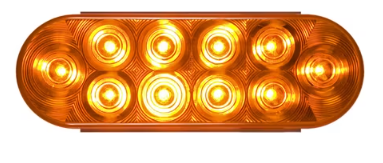 Led 6" Oval Amber, S/T/T/ 10 Diode